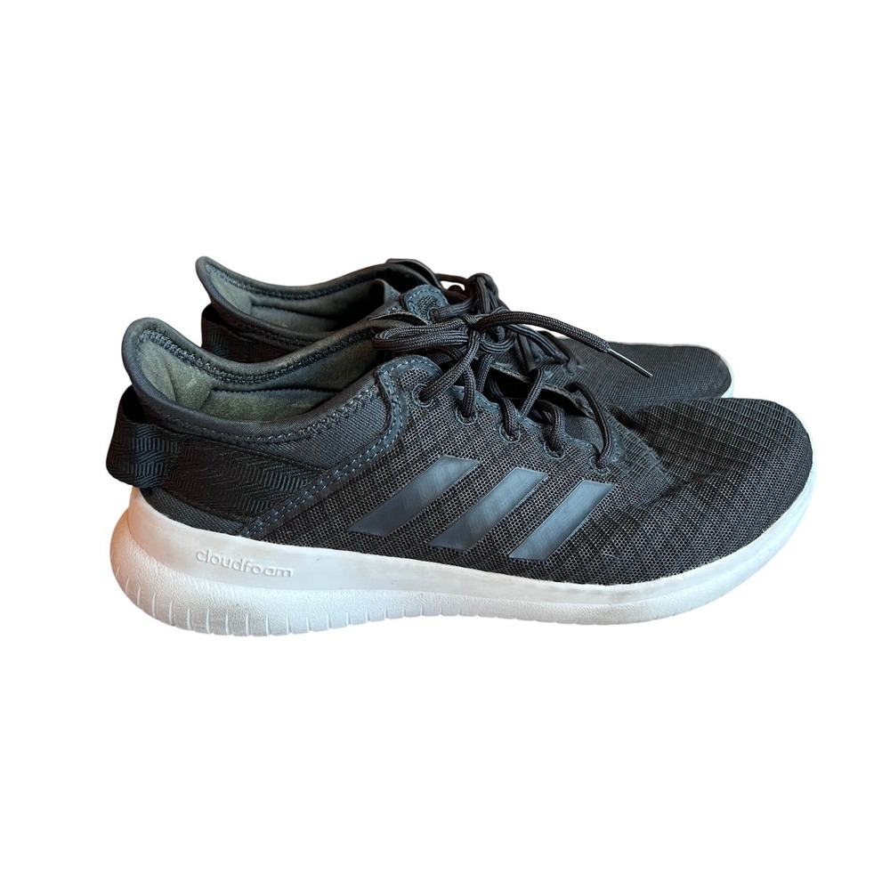Adidas Cloudfoam QT Flex Womens Lightweight Knit Mesh Sneakers Black‎ White 8.5